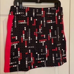 Coral, Black, and Gray Print Golf Skort